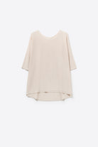 Q2 Pull oversize en beige avec manches coudées