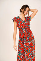Robe Longue Rouge Fleurie Andrea - Fraîcheur et Féminité - La boutique de Nannye