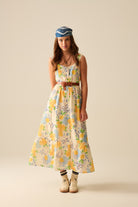 Q2 robe maxi blanche sans bretelles avec imprimé citron