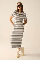 Q2 Robe maxi tricotée de haute qualité avec détail en zigzag