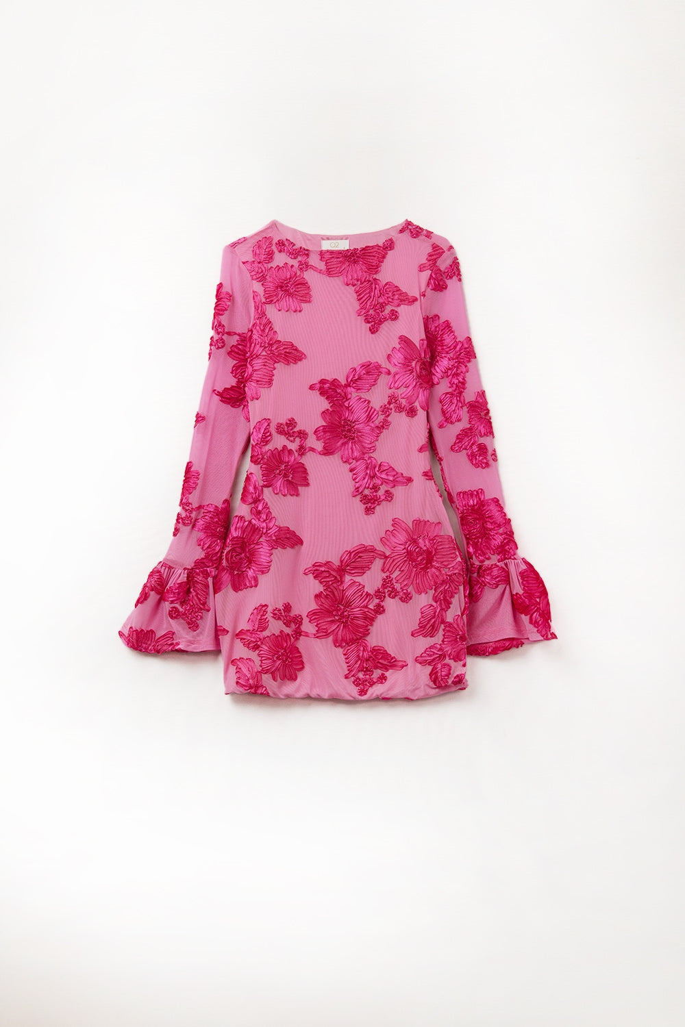 Q2 robe mini en chiffon fuchsia avec brocart floral