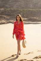 Robe patineuse en soie Sonia fuchsia - La boutique de Nannye