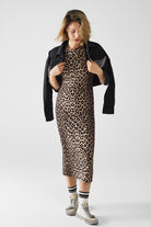 Q2 robe sans manches en Spandex imprimé léopard