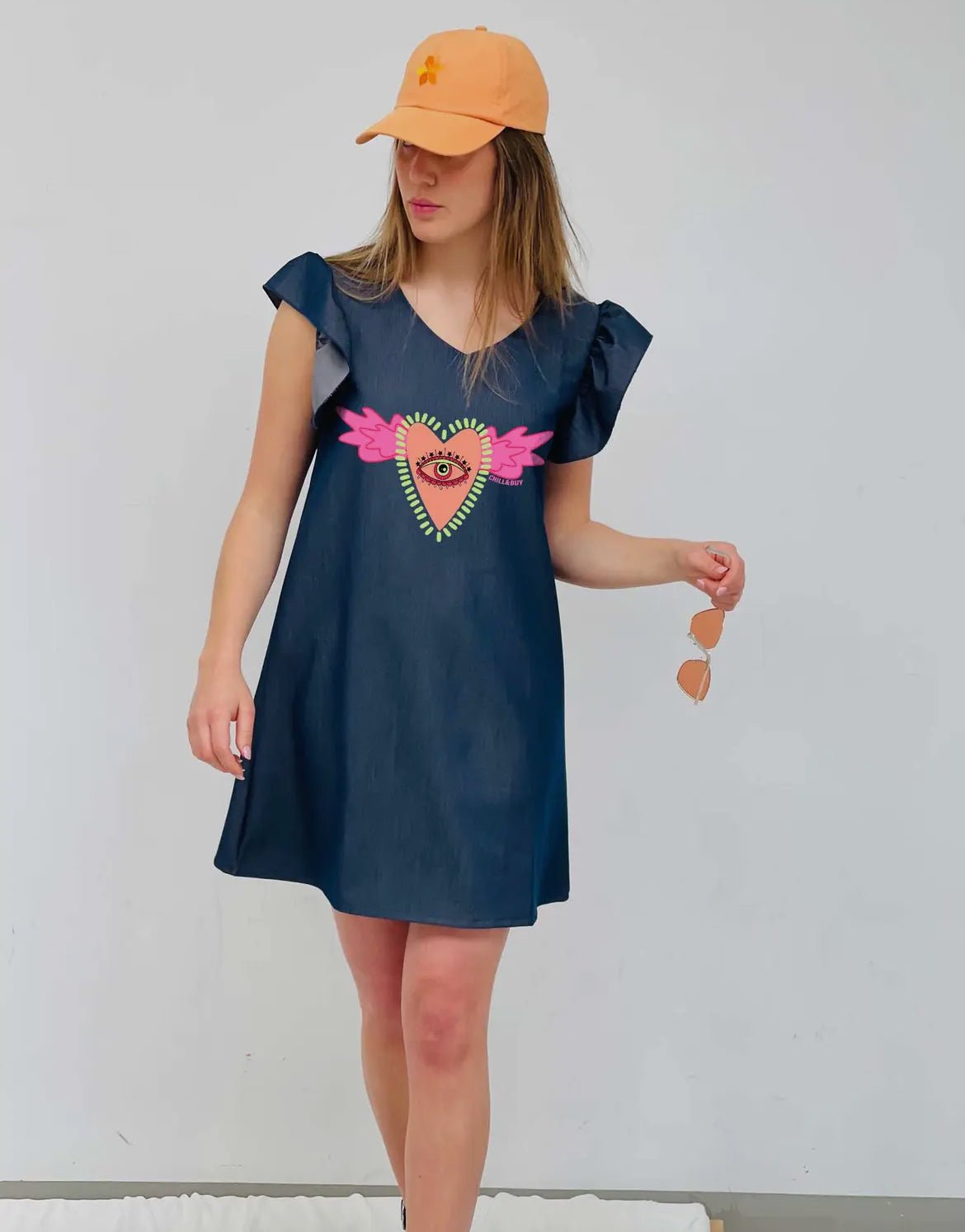 Robe sans manches fleepy cœur en jean - La boutique de Nannye