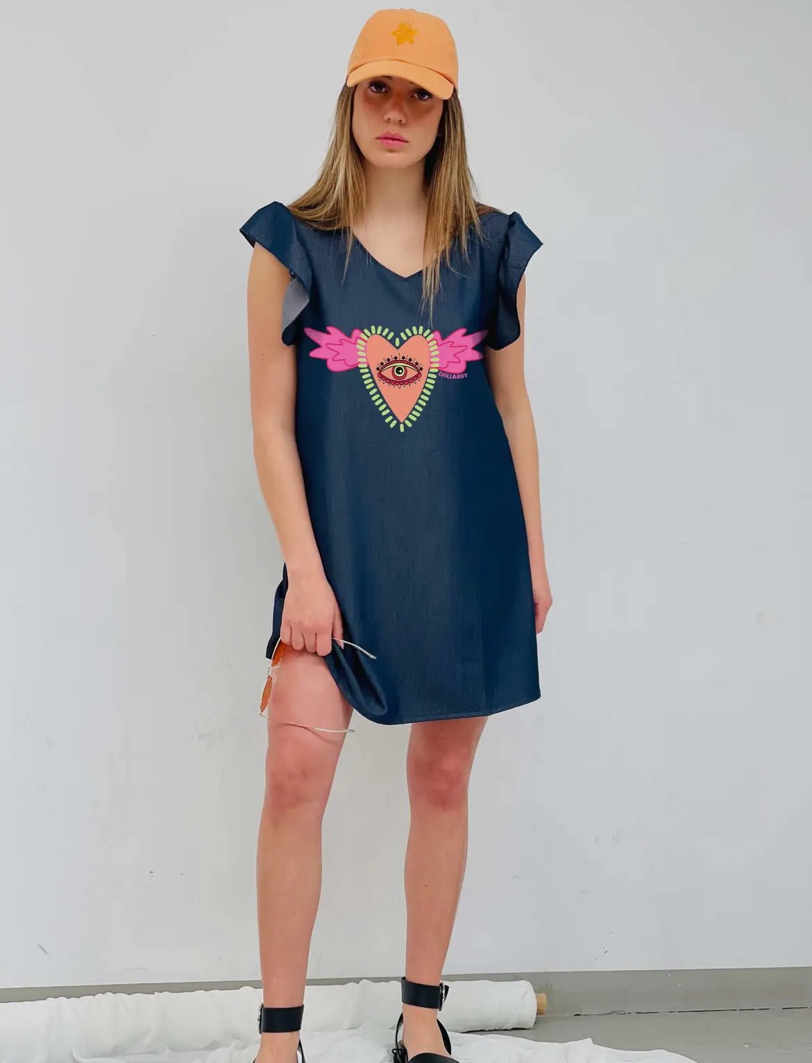 Robe sans manches fleepy cœur en jean - La boutique de Nannye