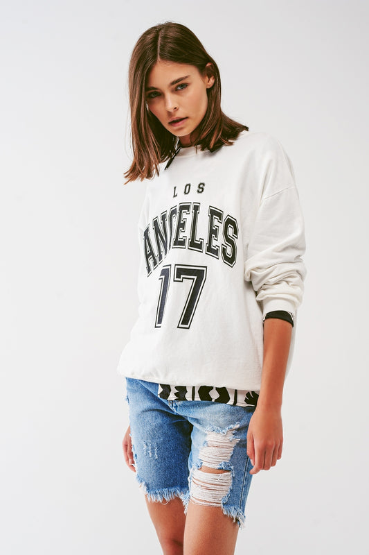 Q2 Sweat oversize avec texte Los Angeles en blanc