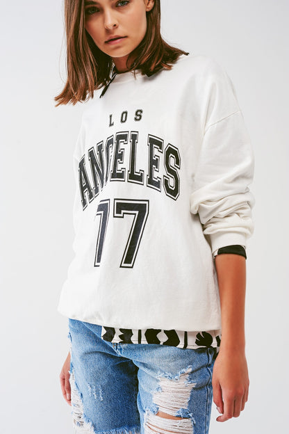 Sweat oversize avec texte Los Angeles en blanc 