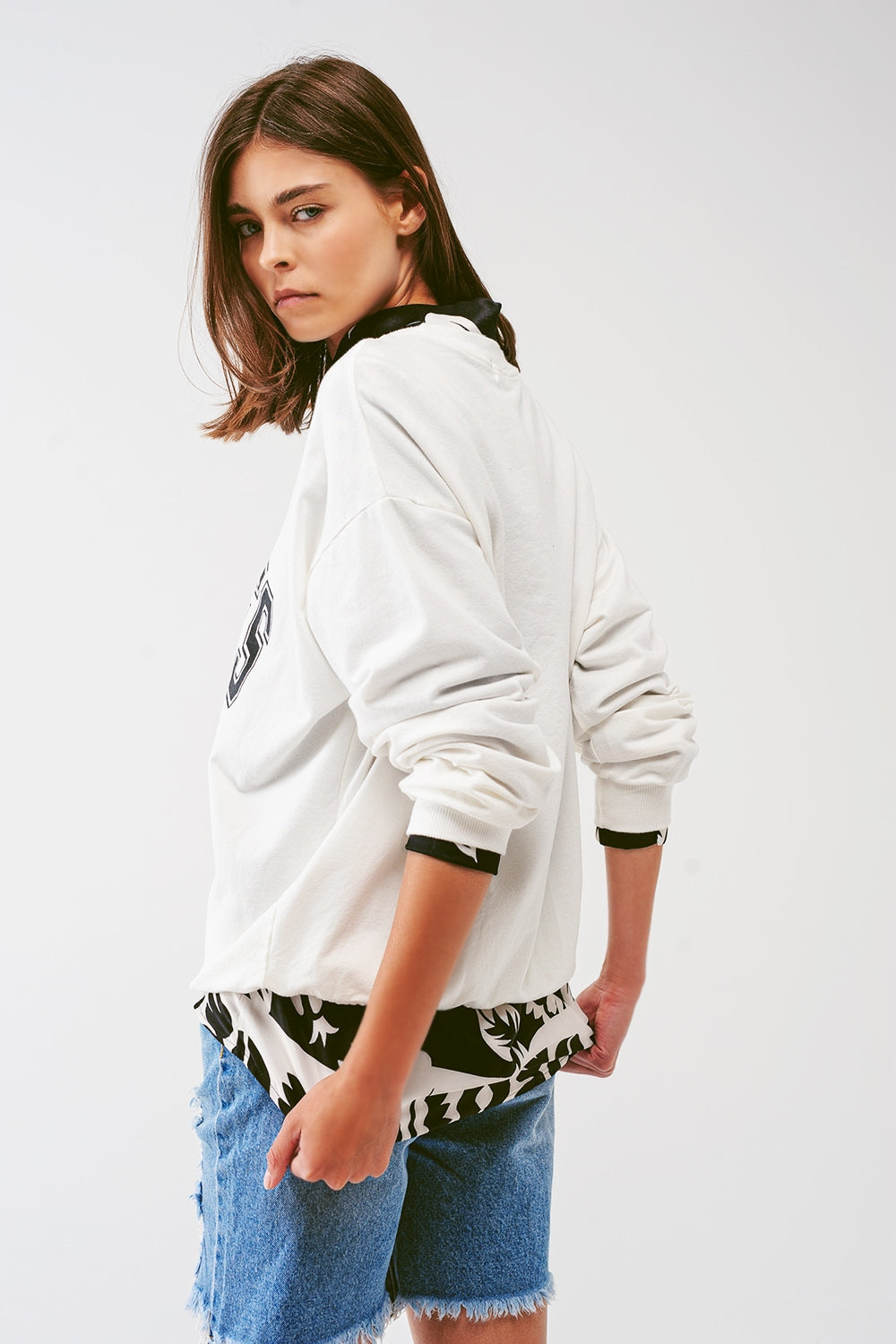 Sweat oversize avec texte Los Angeles en blanc 