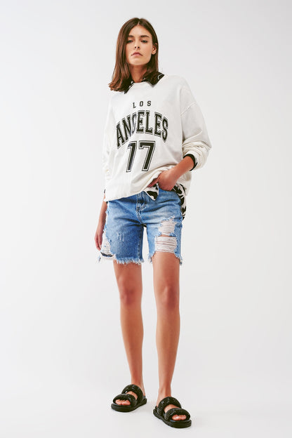 Sweat oversize avec texte Los Angeles en blanc 