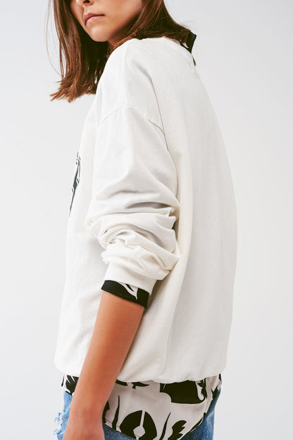 Sweat oversize avec texte Los Angeles en blanc 