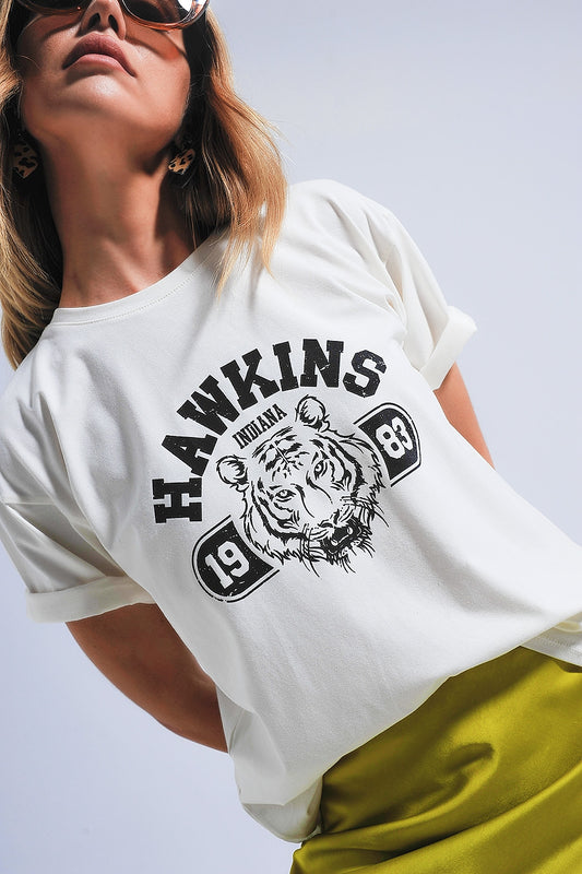 Q2 T-shirt à manches courtes et motif tigre Hawkins