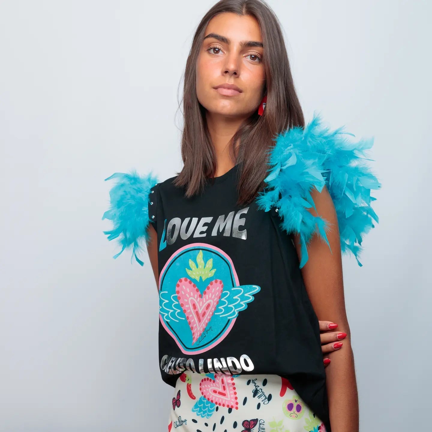 T-shirt à plumes Love Me Cielito - La boutique de Nannye