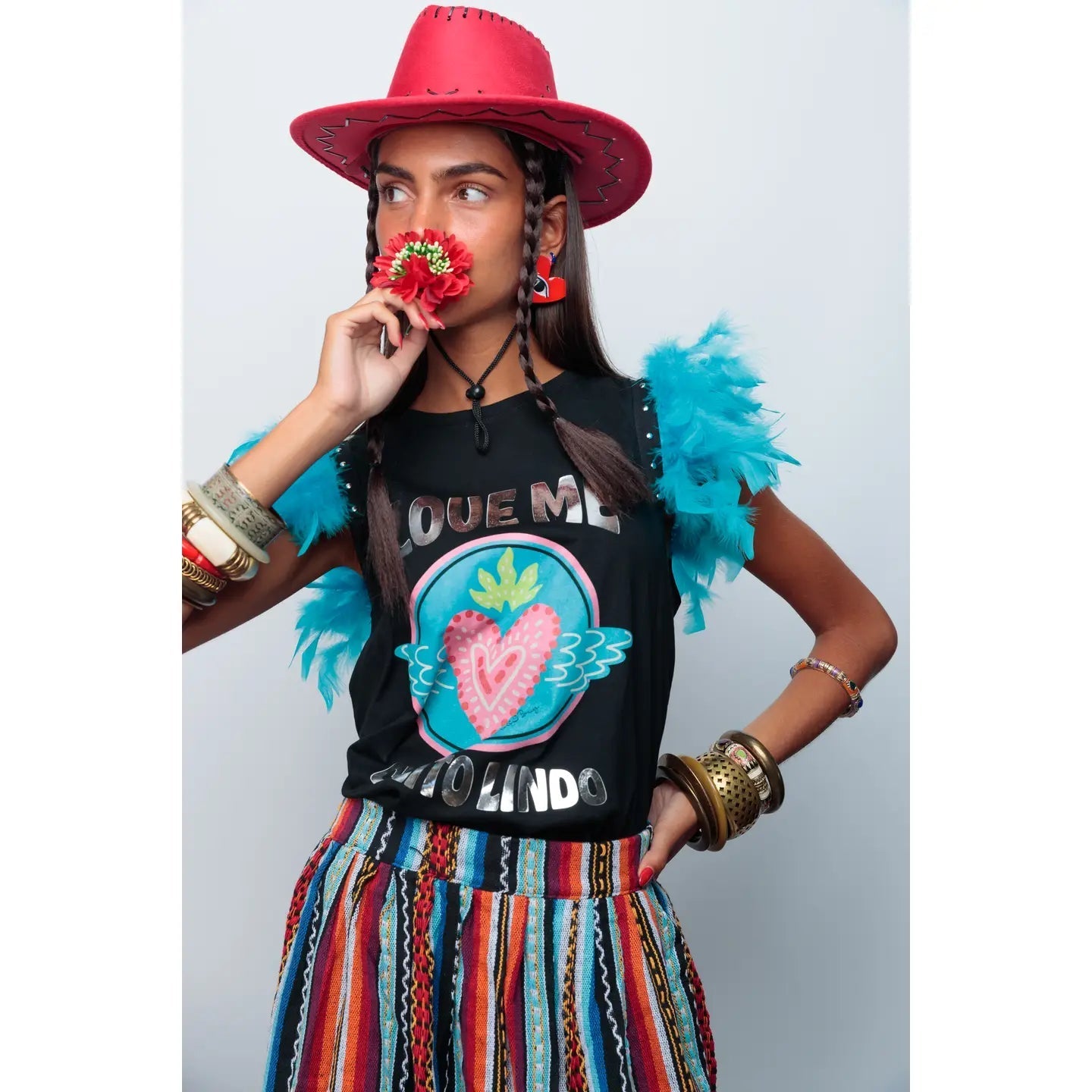 T-shirt à plumes Love Me Cielito - La boutique de Nannye