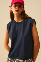 Q2 T-shirt en coton sans manches Navy