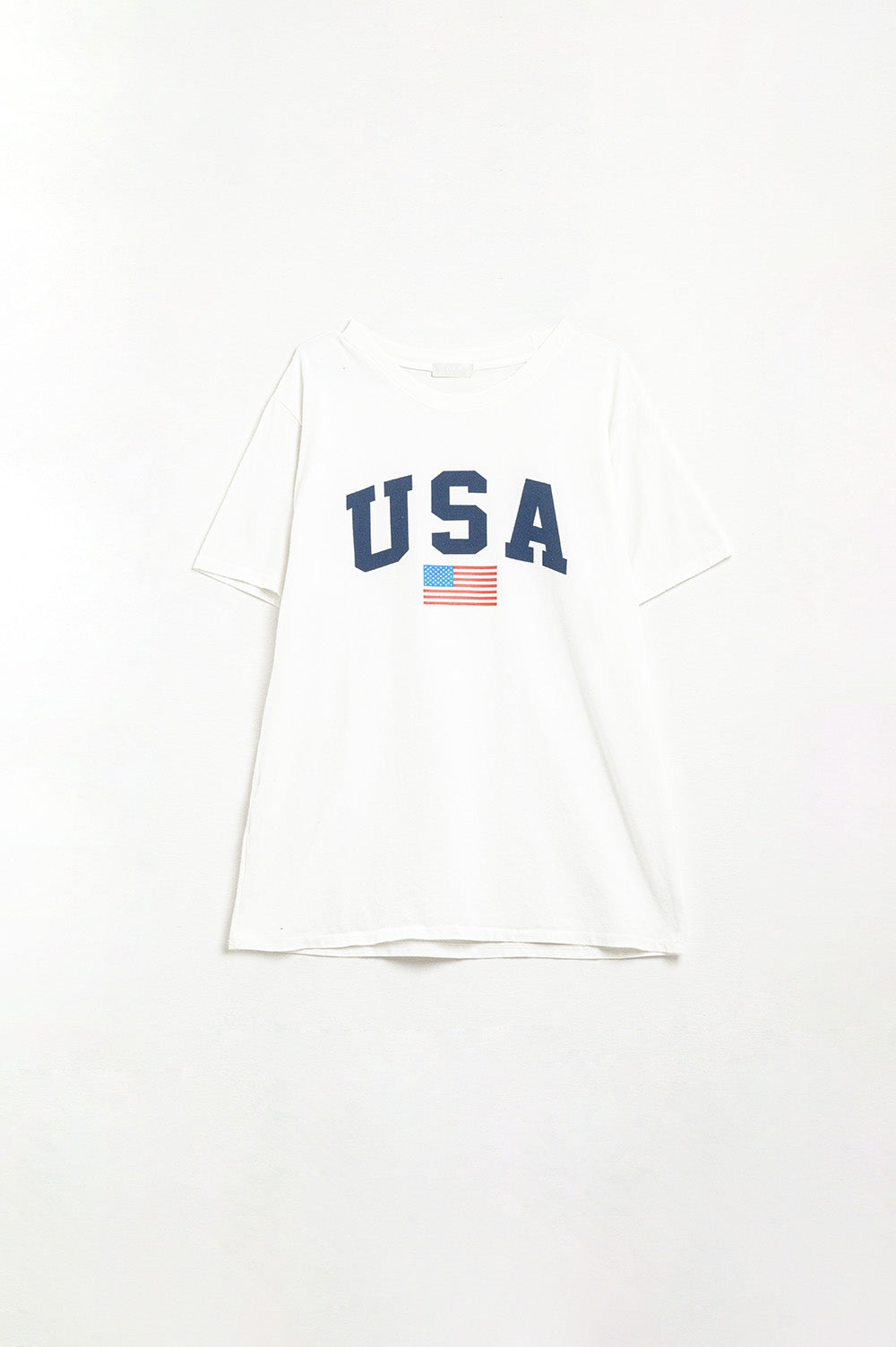 T-shirt long ample blanc avec logo USA