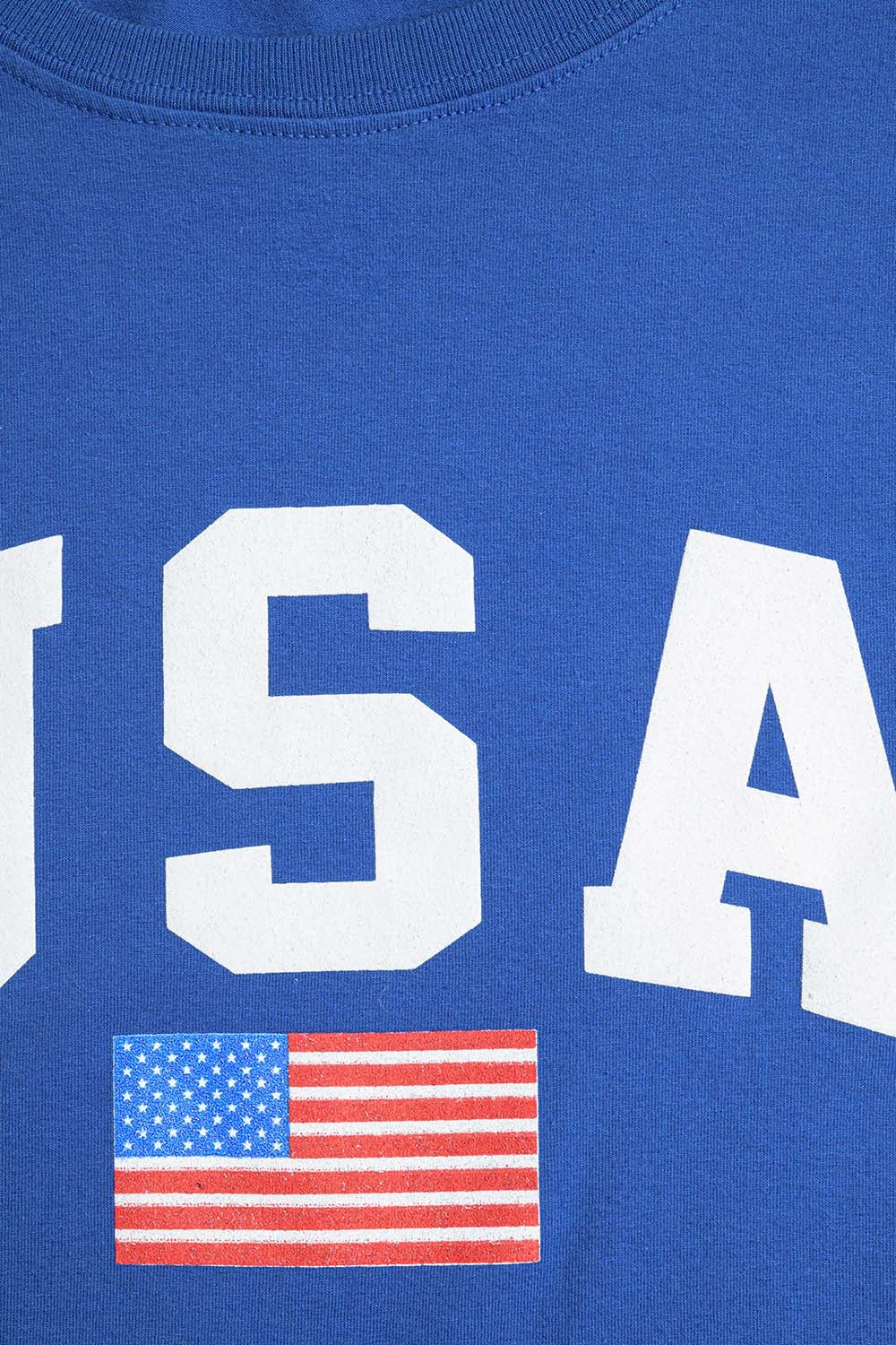 T-shirt long bleu ample avec logo USA