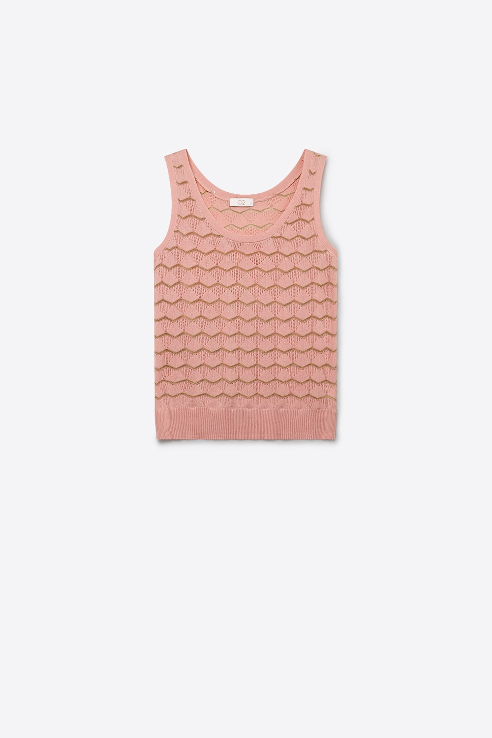 Q2 top à Bordure Métallique en Tricot Géométrique Rose Pâle