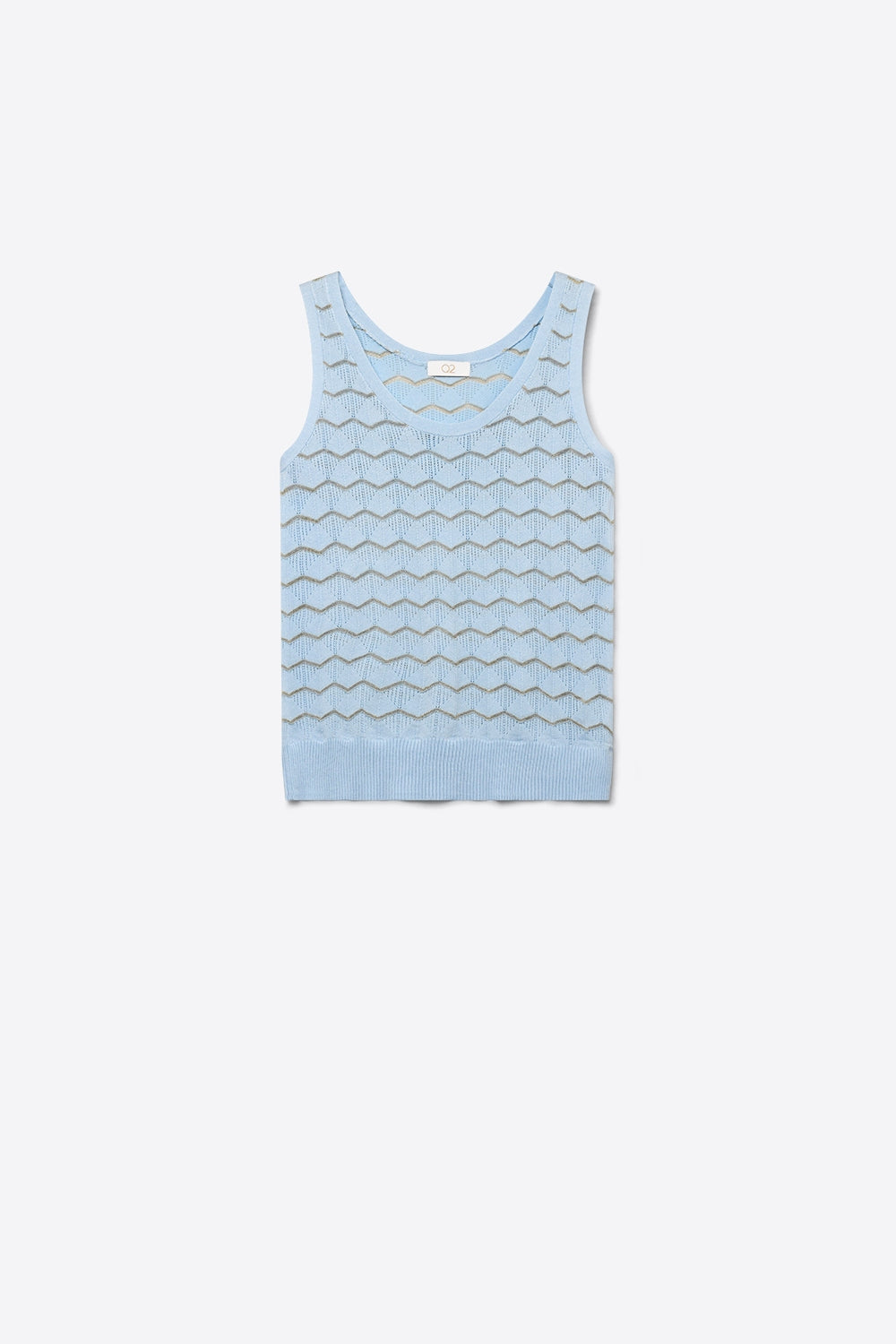 Q2 top sans manches en tricot pointelle à chevrons bleu clair