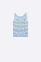 Q2 top sans manches en tricot pointelle à chevrons bleu clair