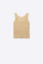 Q2 top sans manches texturé beige en maille géométrique