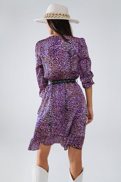 Robe violette à imprimé animalier – Élégance bohème avec une touche sauvage 